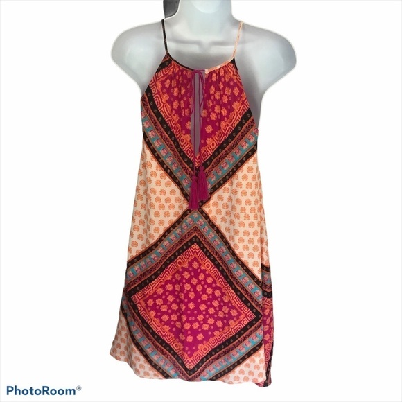 MINKPINK Colorful pattern boho halter swing dress size XS - Picture 4 of 5